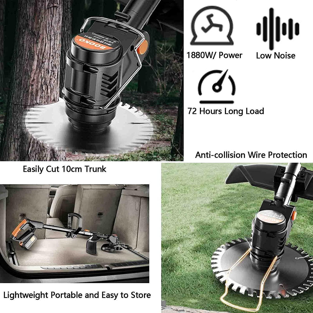 FACC String Trimmer 36V, Electric Brush Cutter Grass Trimmer, Battery Powered Weed Eater with Battery and Charger, with 9 Blades and A Pair of Cut- Resistant Gloves, for Lawn Trimming Gardening