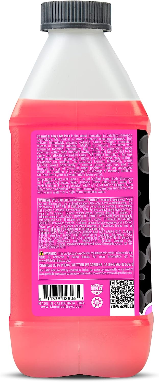 Chemical Guys CWS_402_64 Mr. Pink Foaming Car Wash Soap (Works with Foam Cannons, Foam Guns or Bucket Washes) Safe for Cars, Trucks, Motorcycles, RVs &amp; More, 64 fl oz, Candy Scent