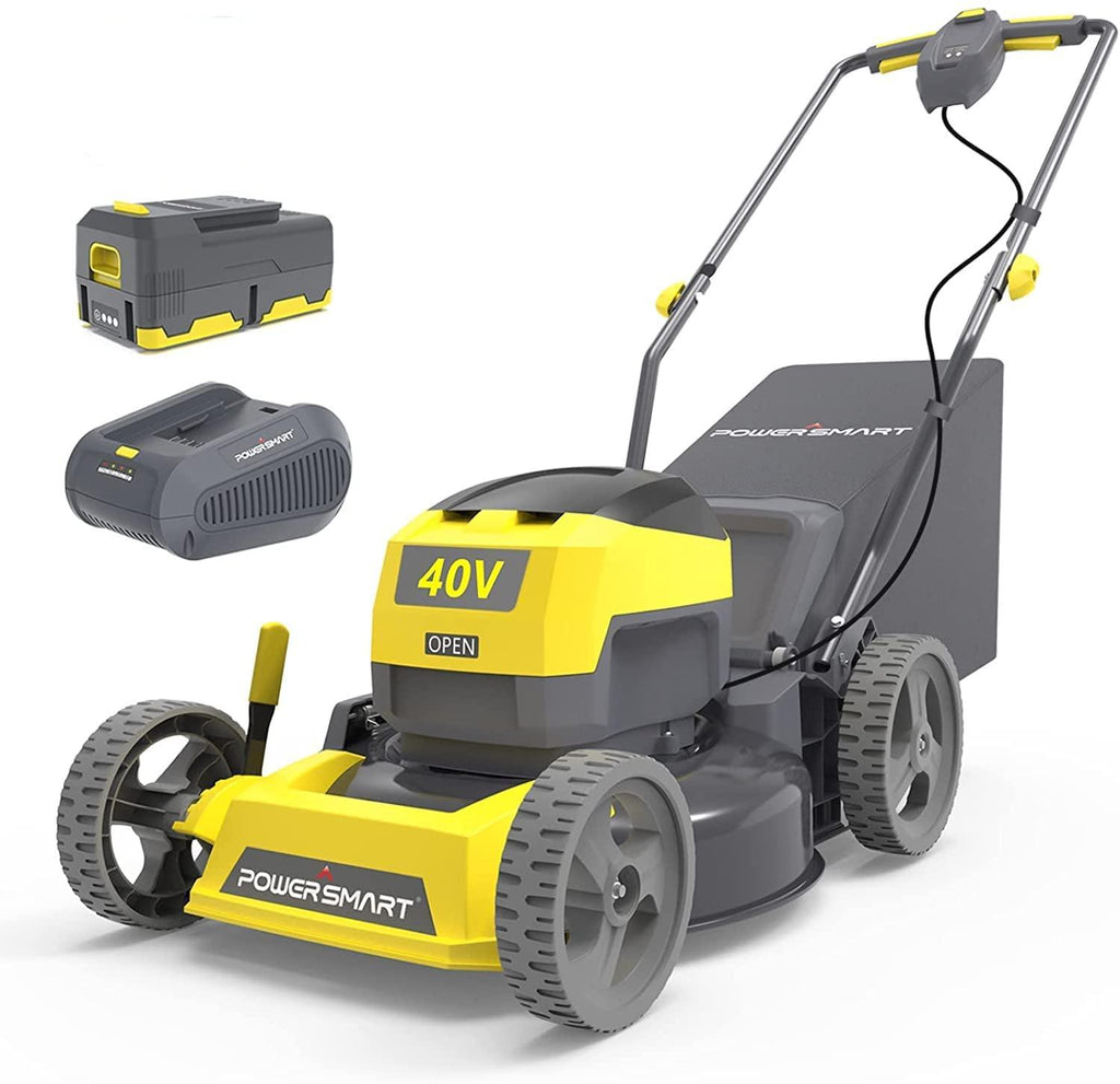 PowerSmart Cordless Lawn Mower, 40V 4.0Ah Push Lawn Mower 17 Inch, Electric Lawn Mower with Grass Bag, 3-in-1 Mower, 5 Adjustable Heights(1.18-3.0'') Battery & Charger Included