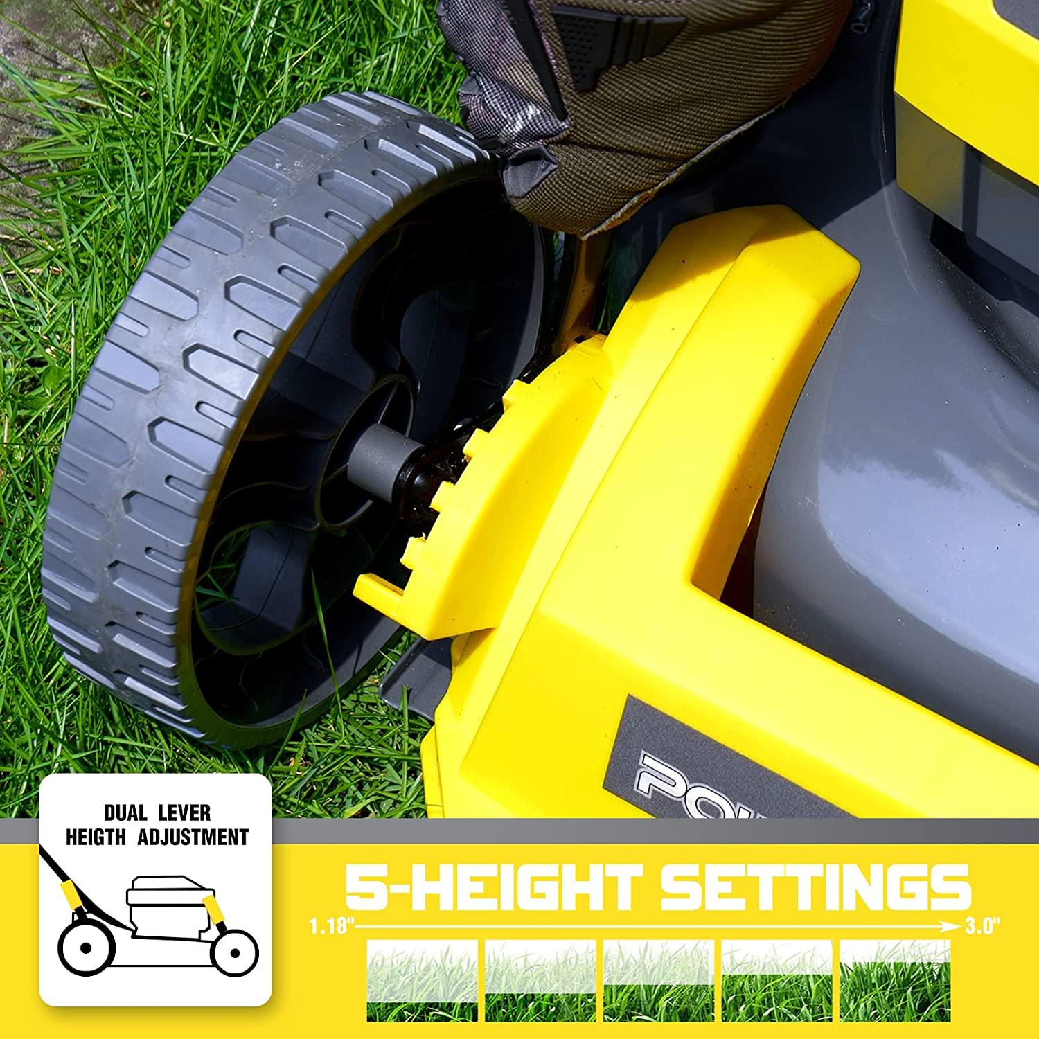 PowerSmart Cordless Lawn Mower, 40V 4.0Ah Push Lawn Mower 17 Inch, Electric Lawn Mower with Grass Bag, 3-in-1 Mower, 5 Adjustable Heights(1.18-3.0'') Battery & Charger Included