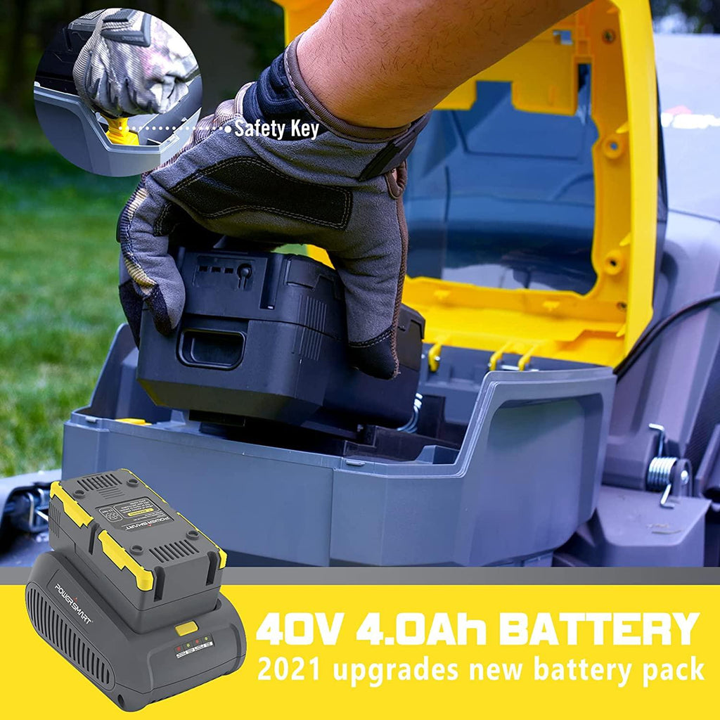 PowerSmart Cordless Lawn Mower, 40V 4.0Ah Push Lawn Mower 17 Inch, Electric Lawn Mower with Grass Bag, 3-in-1 Mower, 5 Adjustable Heights(1.18-3.0'') Battery & Charger Included