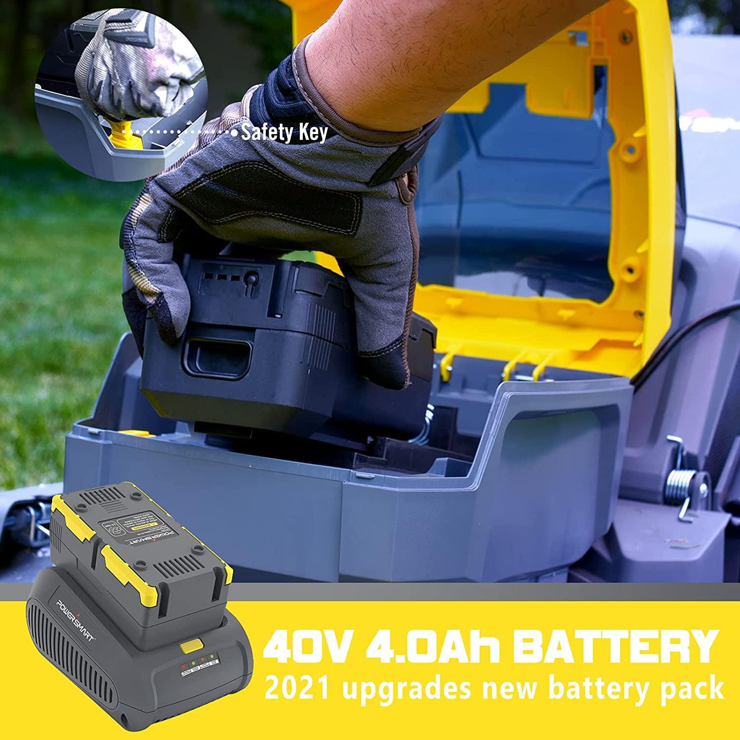 PowerSmart Cordless Lawn Mower, 40V 4.0Ah Push Lawn Mower 17 Inch, Electric Lawn Mower with Grass Bag, 3-in-1 Mower, 5 Adjustable Heights(1.18-3.0'') Battery & Charger Included