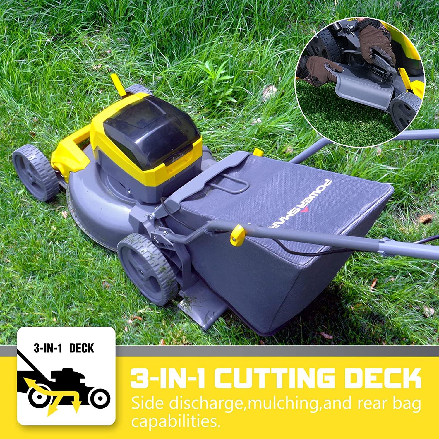 PowerSmart Cordless Lawn Mower, 40V 4.0Ah Push Lawn Mower 17 Inch, Electric Lawn Mower with Grass Bag, 3-in-1 Mower, 5 Adjustable Heights(1.18-3.0'') Battery & Charger Included