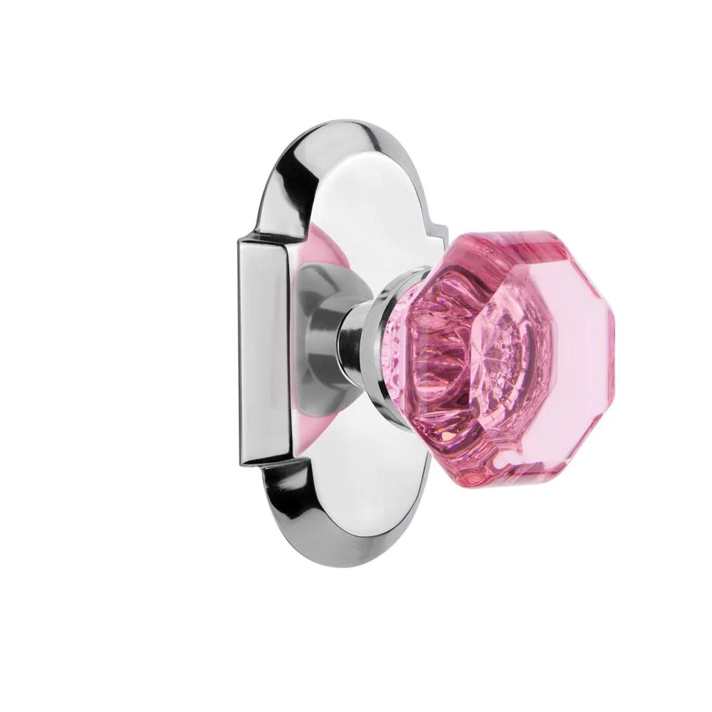 CottaPlate 2-3/8 in. Backset Bright Chrome PassaHall/Closet Waldorf Pink Door Knob