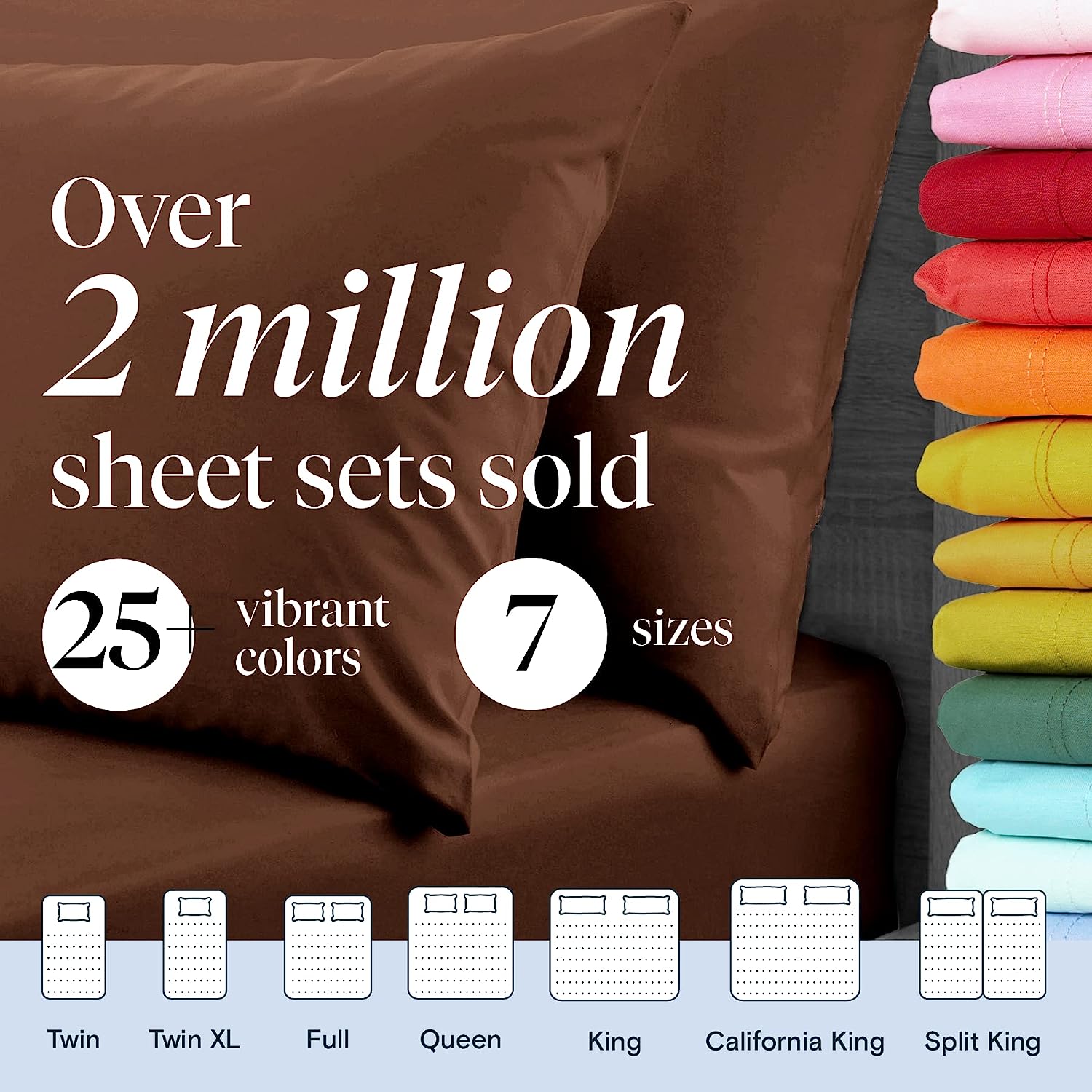 LuxClub 6 PC California King Size Sheet Set Bamboo Sheets Deep Pockets 18" Eco Friendly Wrinkle Free Cooling Sheets Machine Washable Hotel Bedding Silky Soft - Brown California King