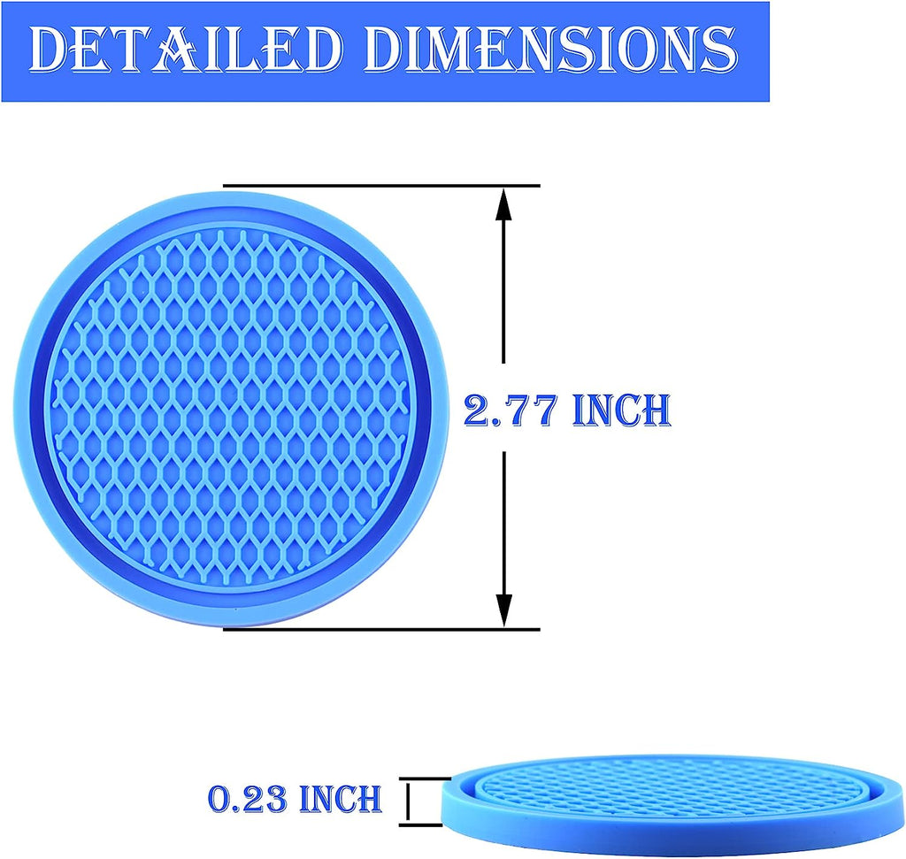 SINGARO Car Cup Coaster, 4PCS Universal Non-Slip Cup Holders Embedded in Ornaments Coaster, Car Interior Accessories, Blue