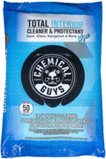 Chemical Guys PMWSPI22050 Total Interior Cleaner &amp; Protectant Wipes Mega 50 Pack, Safe for Cars, Trucks, SUVs, Jeeps, Motorcycles, RVs &amp; More ( 50 Ct)