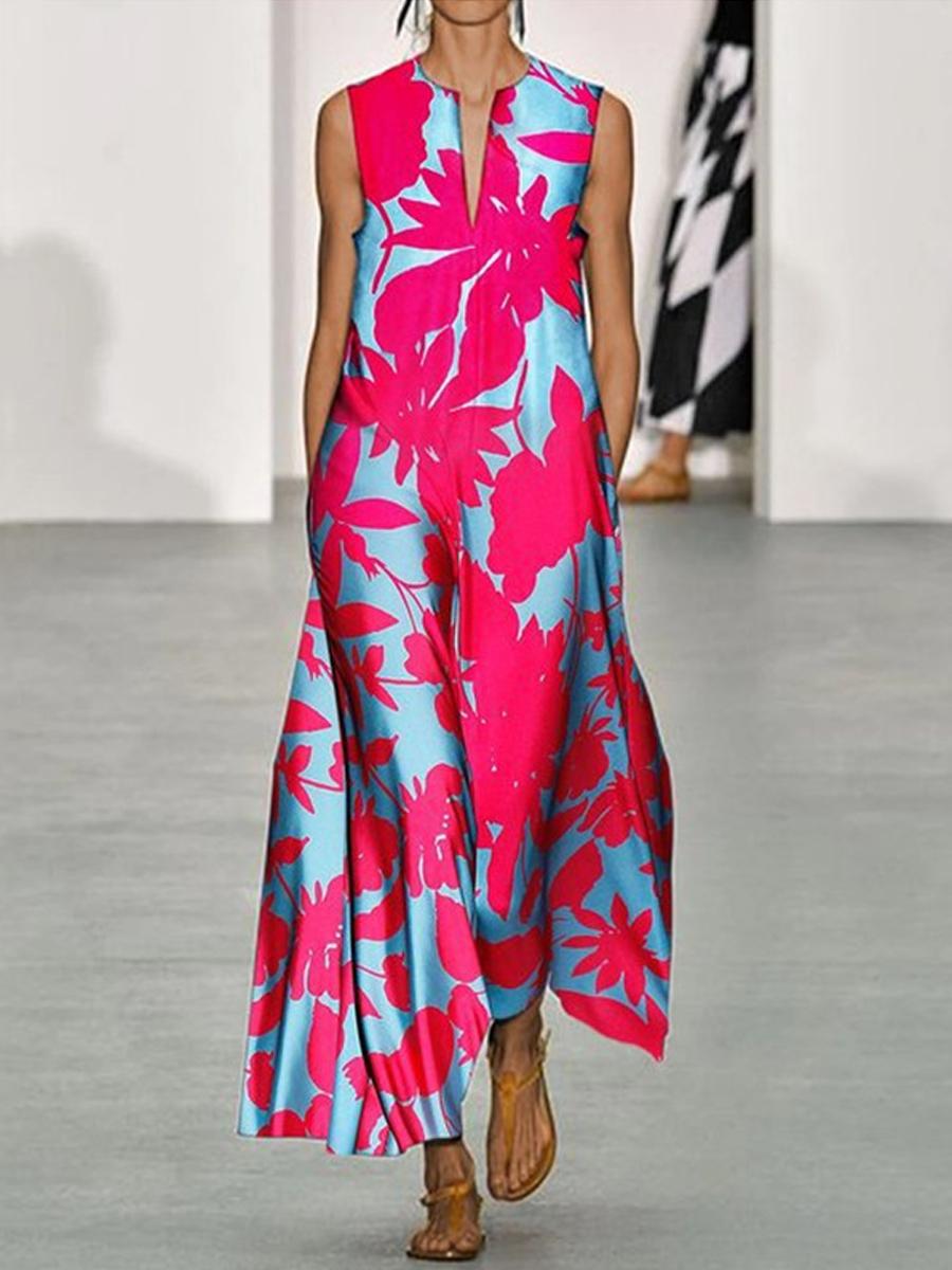 Fashion Printed V-Neck Dress