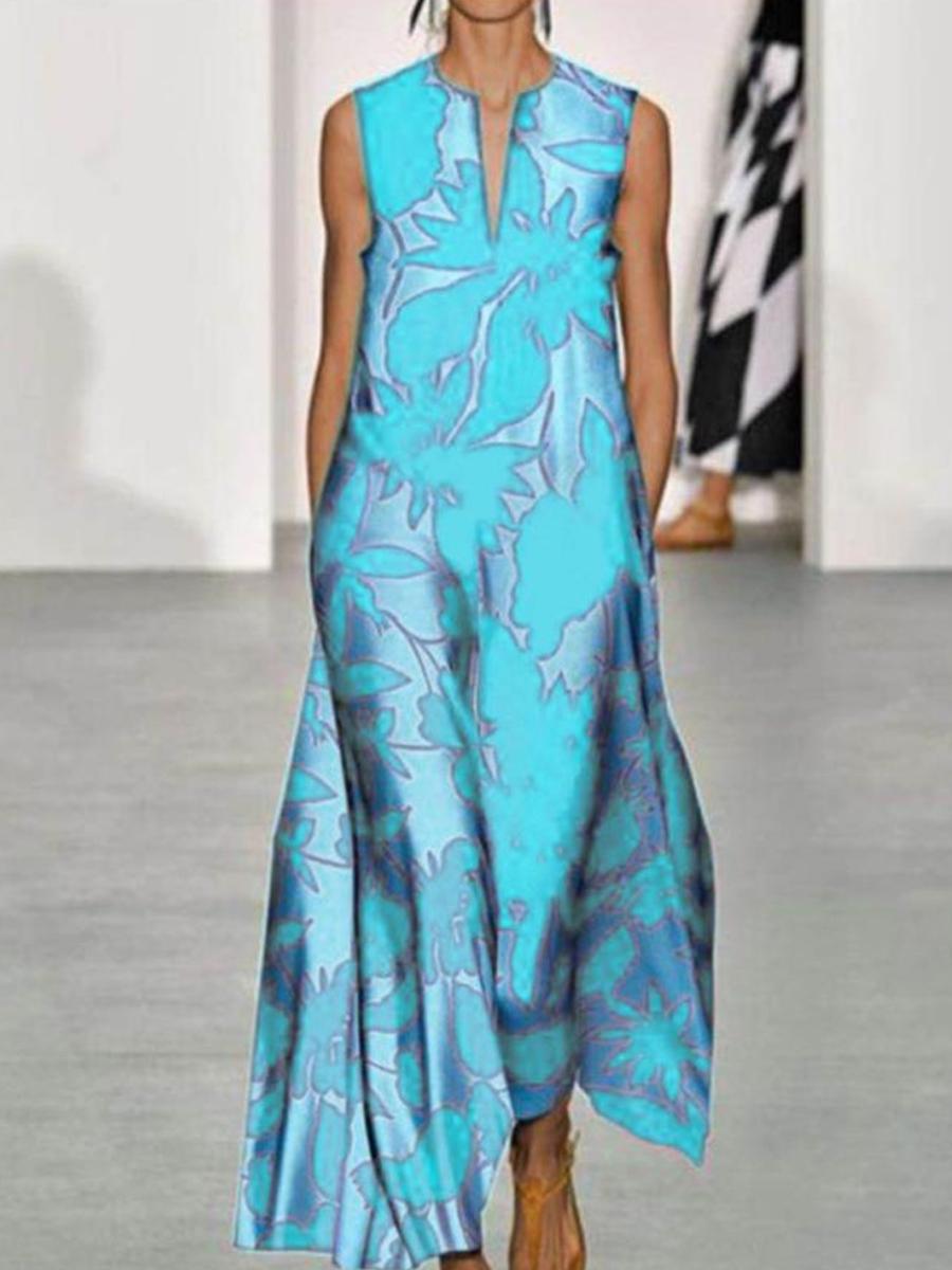 Fashion Printed V-Neck Dress
