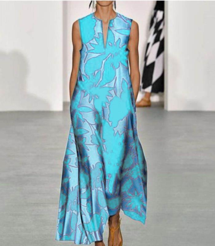 Fashion Printed V-Neck Dress
