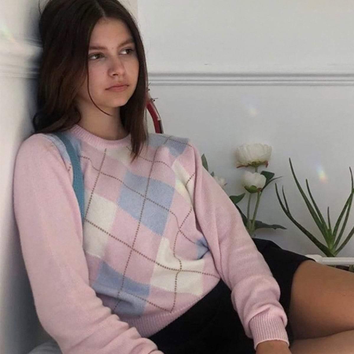 pink knitted sweater
