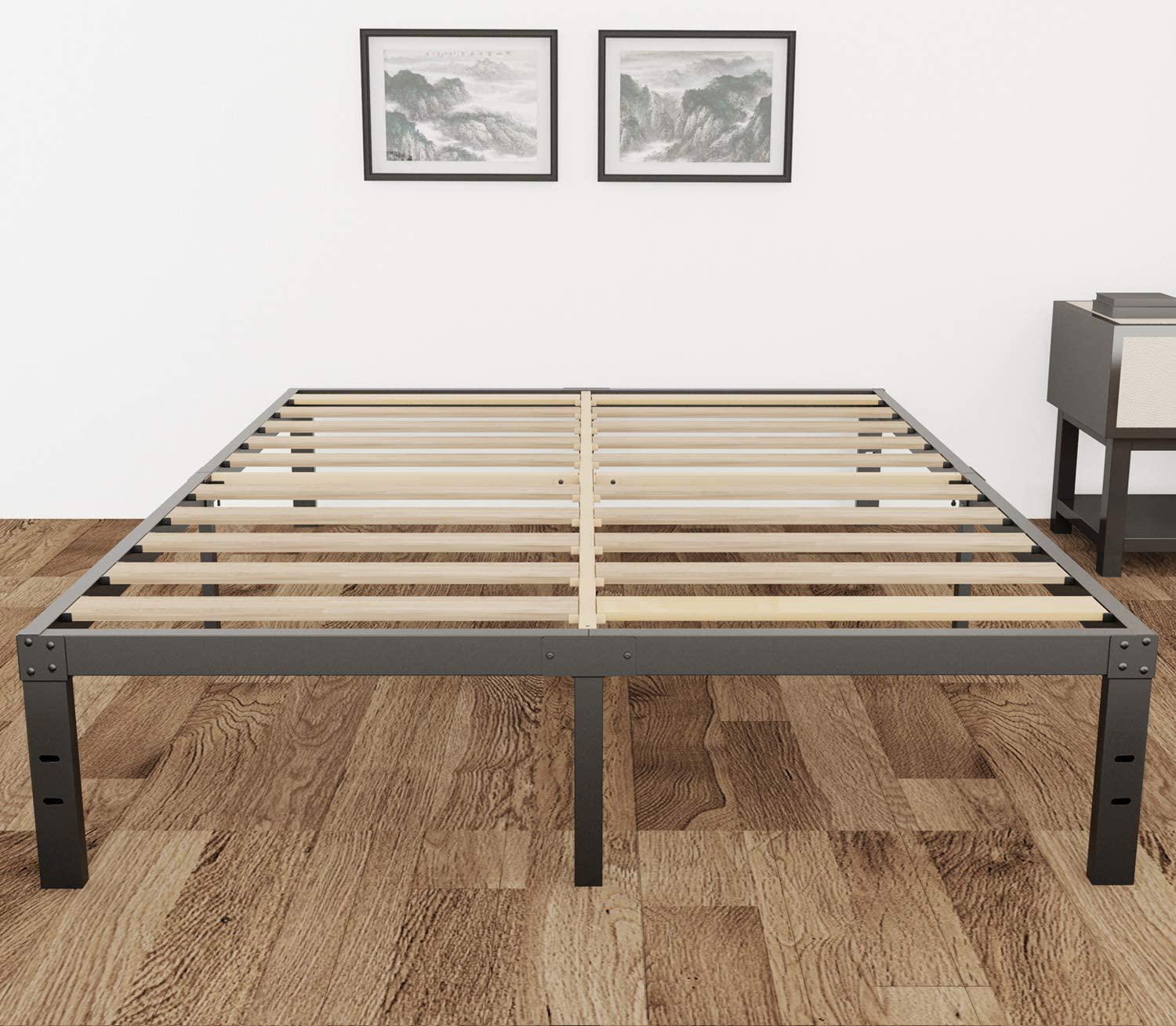 ZIORS 3500Lbs Heavy Duty,14 Inch Steel & Wooden Slat Support Reinforced Platform