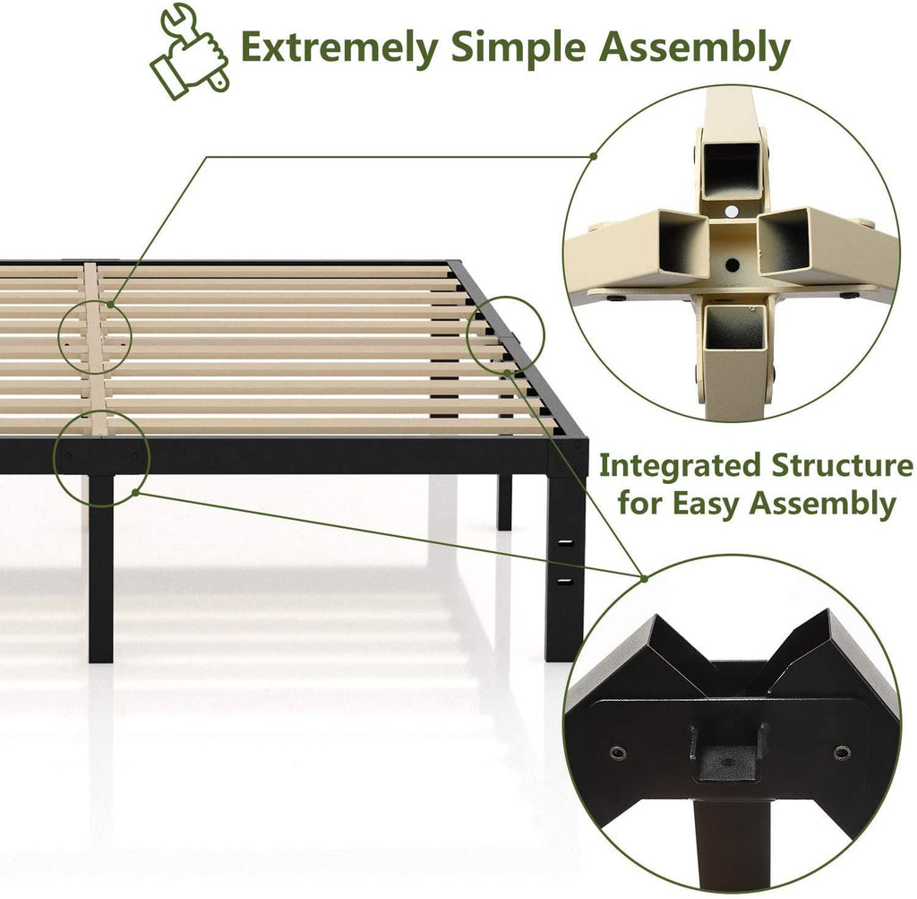 ZIORS 3500Lbs Heavy Duty,14 Inch Steel & Wooden Slat Support Reinforced Platform