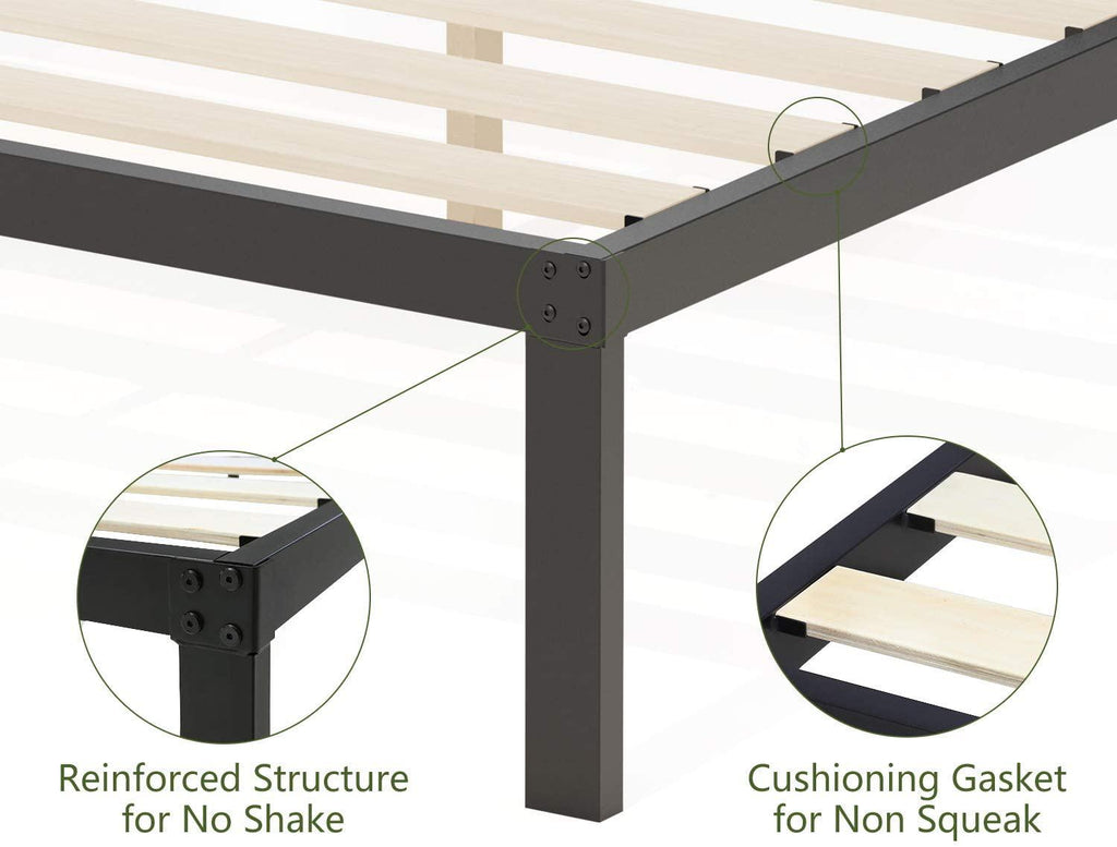 ZIORS 3500Lbs Heavy Duty,14 Inch Steel & Wooden Slat Support Reinforced Platform