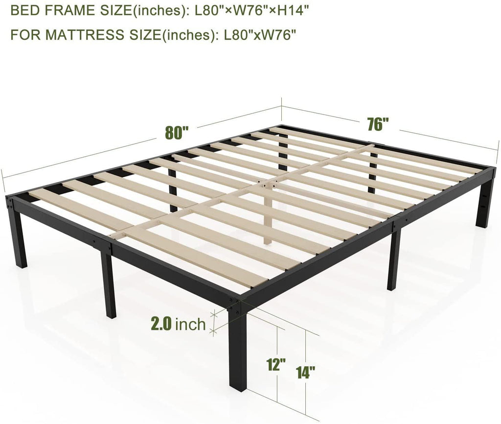 ZIORS 3500Lbs Heavy Duty,14 Inch Steel & Wooden Slat Support Reinforced Platform