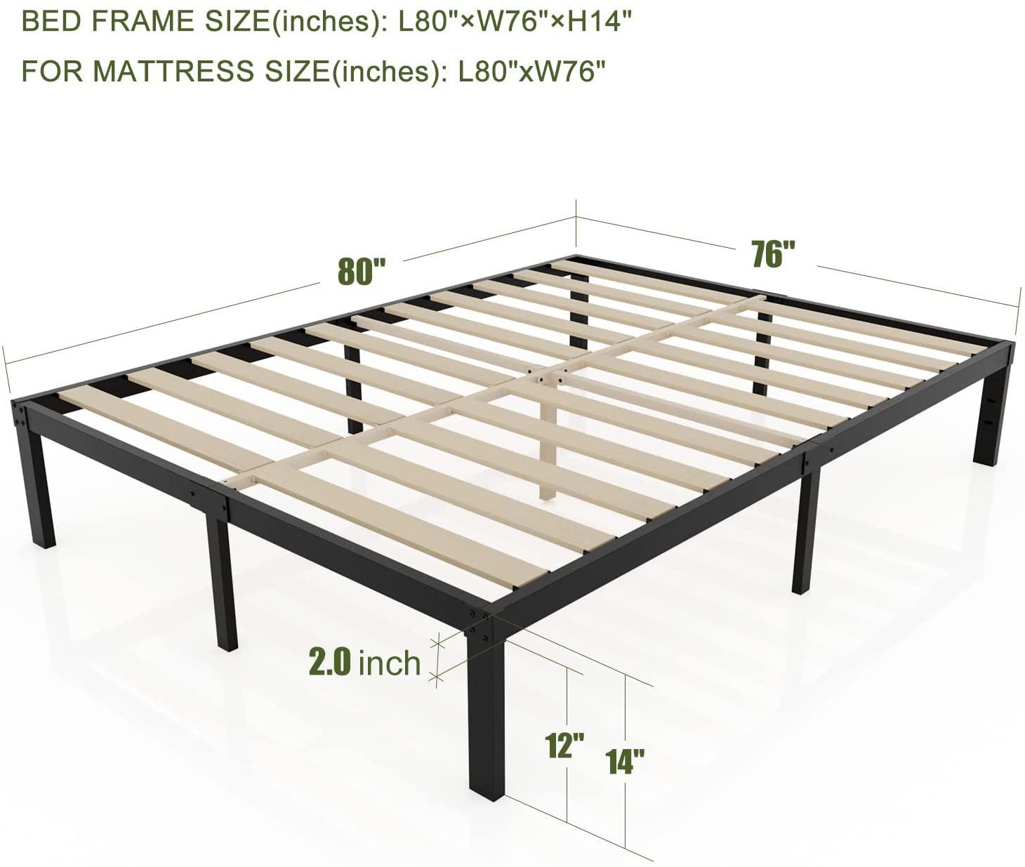 ZIORS 3500Lbs Heavy Duty,14 Inch Steel & Wooden Slat Support Reinforced Platform