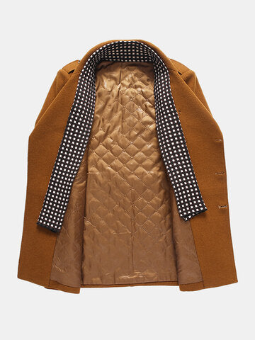 mens double breasted woolen lapel british style overcoats with scarf