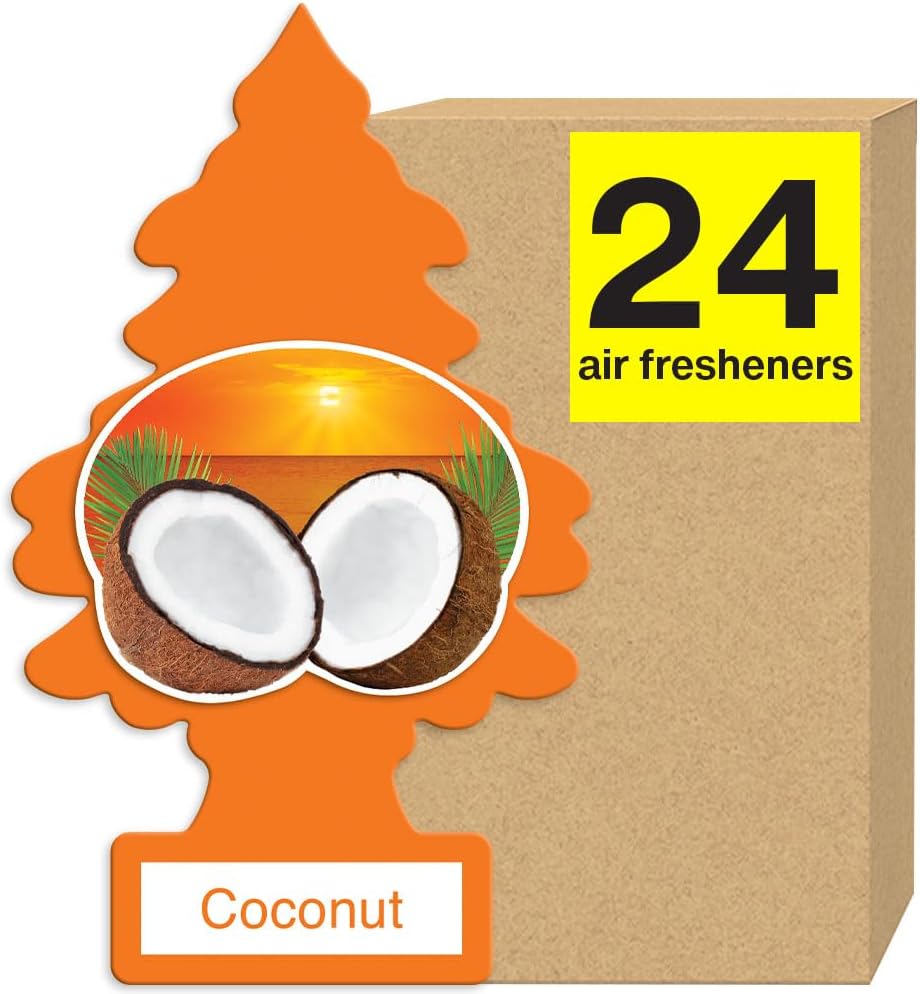 LITTLE TREES Air Fresheners Car Air Freshener. Hanging Tree Provides Long Lasting Scent for Auto or Home. Coconut, 24 Air Fresheners