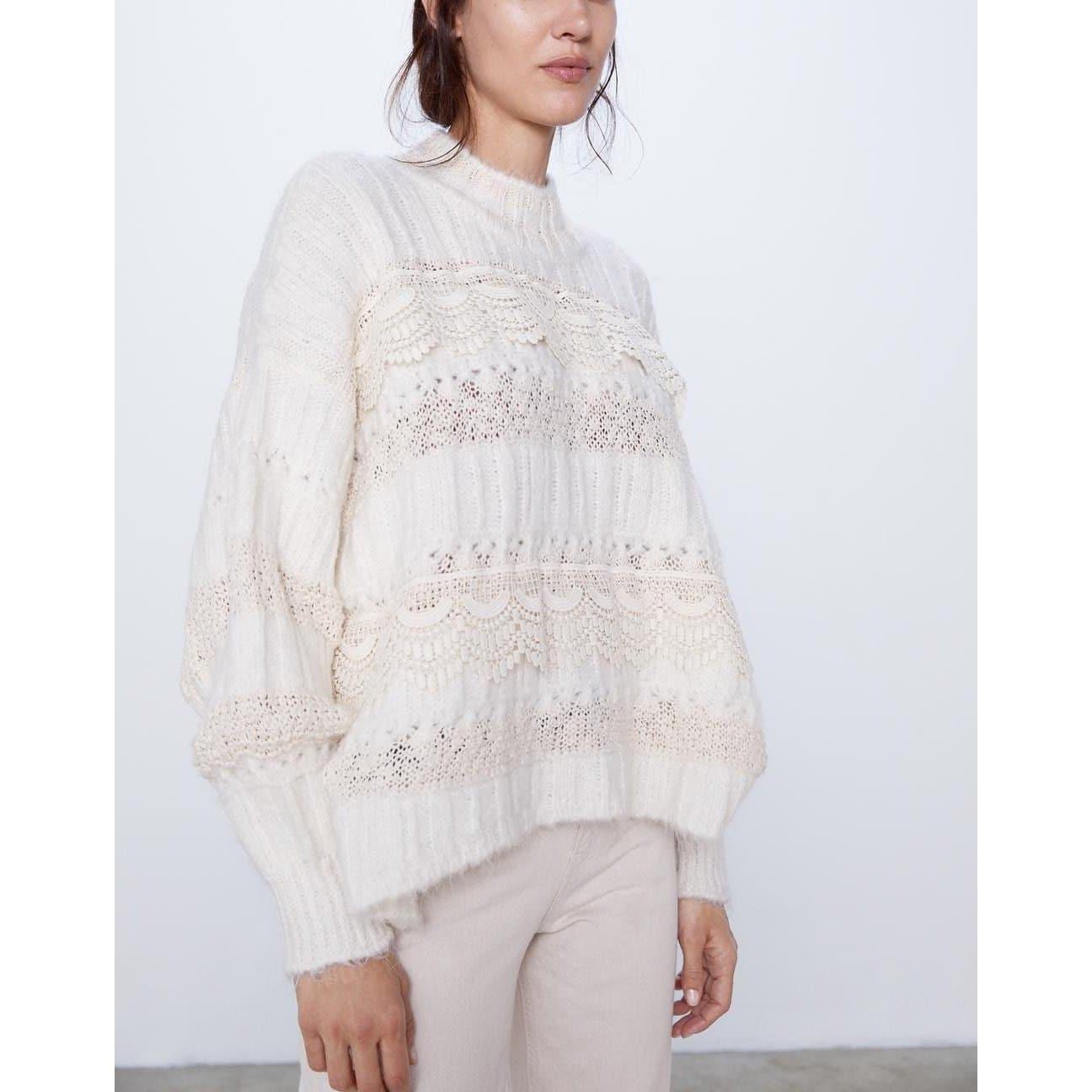 lace knitted oversize sweater