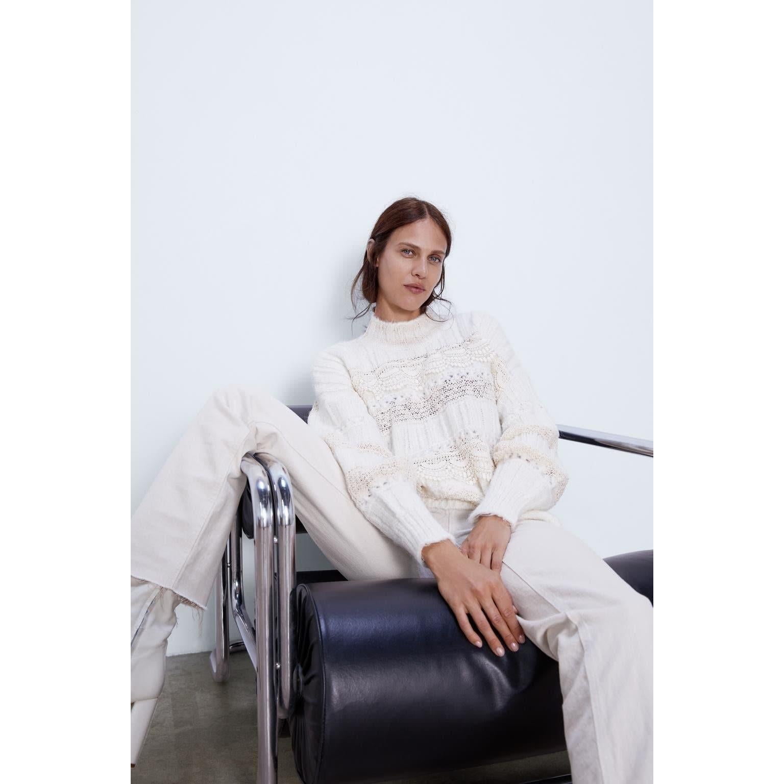 lace knitted oversize sweater