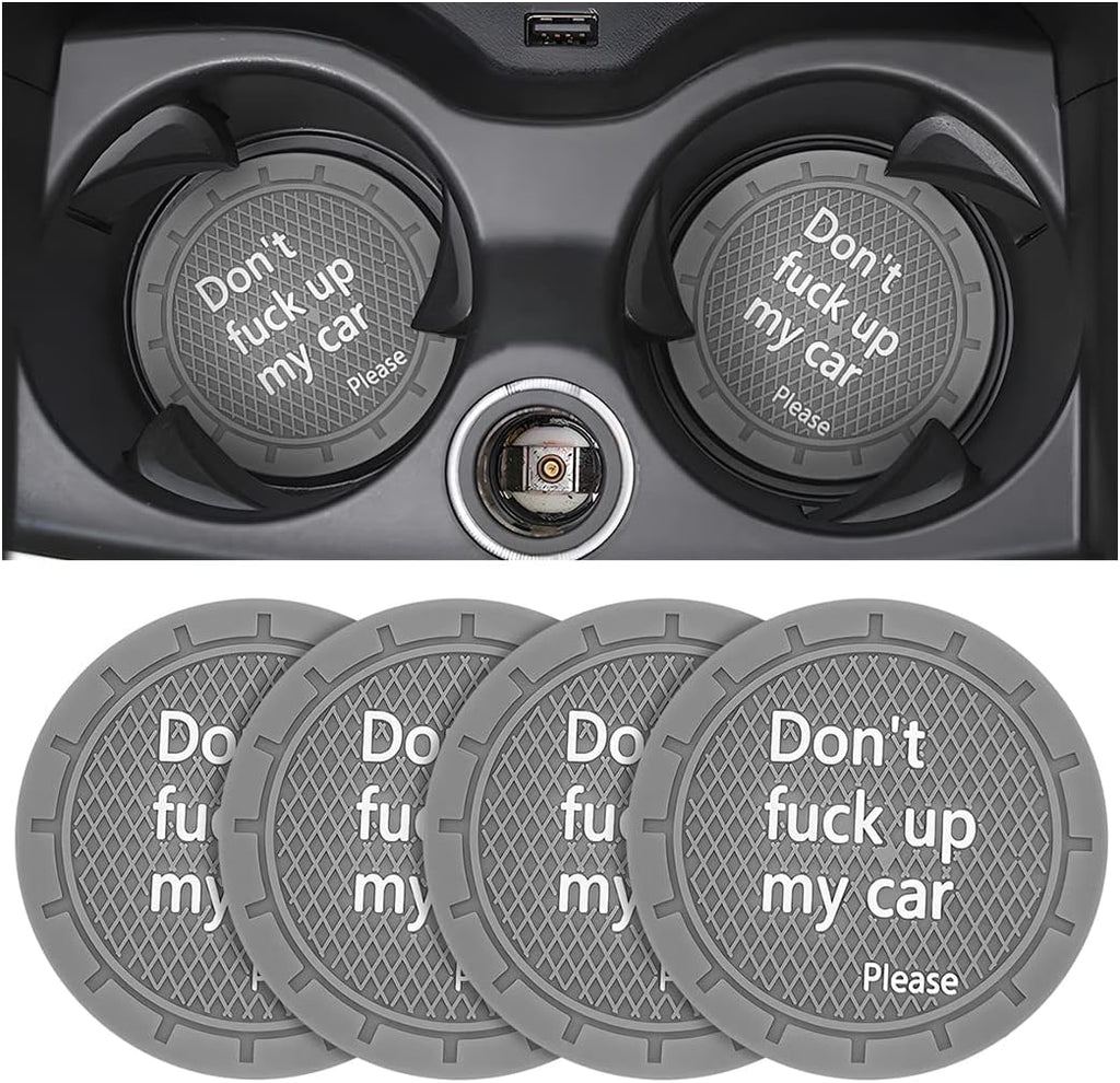 8sanlione Car Cup Coaster, 4Pcs 2.75 Inch Auto Cup Holder Insert Coasters, Non-Slip Waterproof Embedded Drink Mat, Automotive Interior Accessories for Men and Women (D Gray/4PCS)