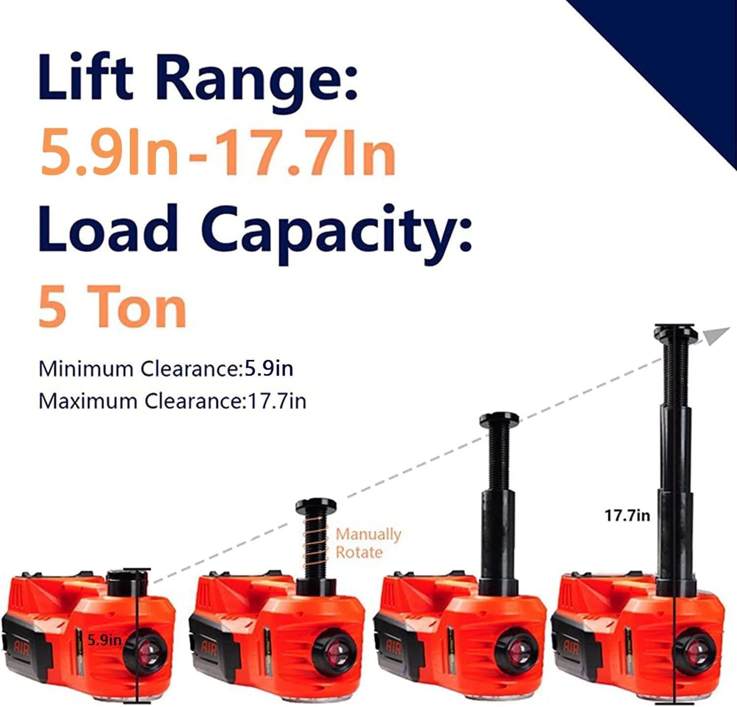 FEANISIFEI Electric Car Jack Kit 5 Ton 12V Electric Car Jack with -in Inflatable Pump Electric Jack for Car SUV Car Emergency Repair Kit