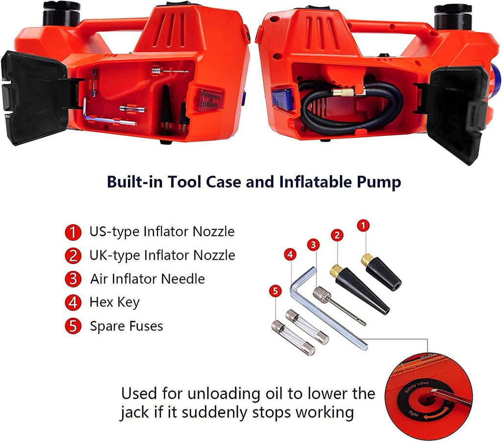 FEANISIFEI Electric Car Jack Kit 5 Ton 12V Electric Car Jack with -in Inflatable Pump Electric Jack for Car SUV Car Emergency Repair Kit