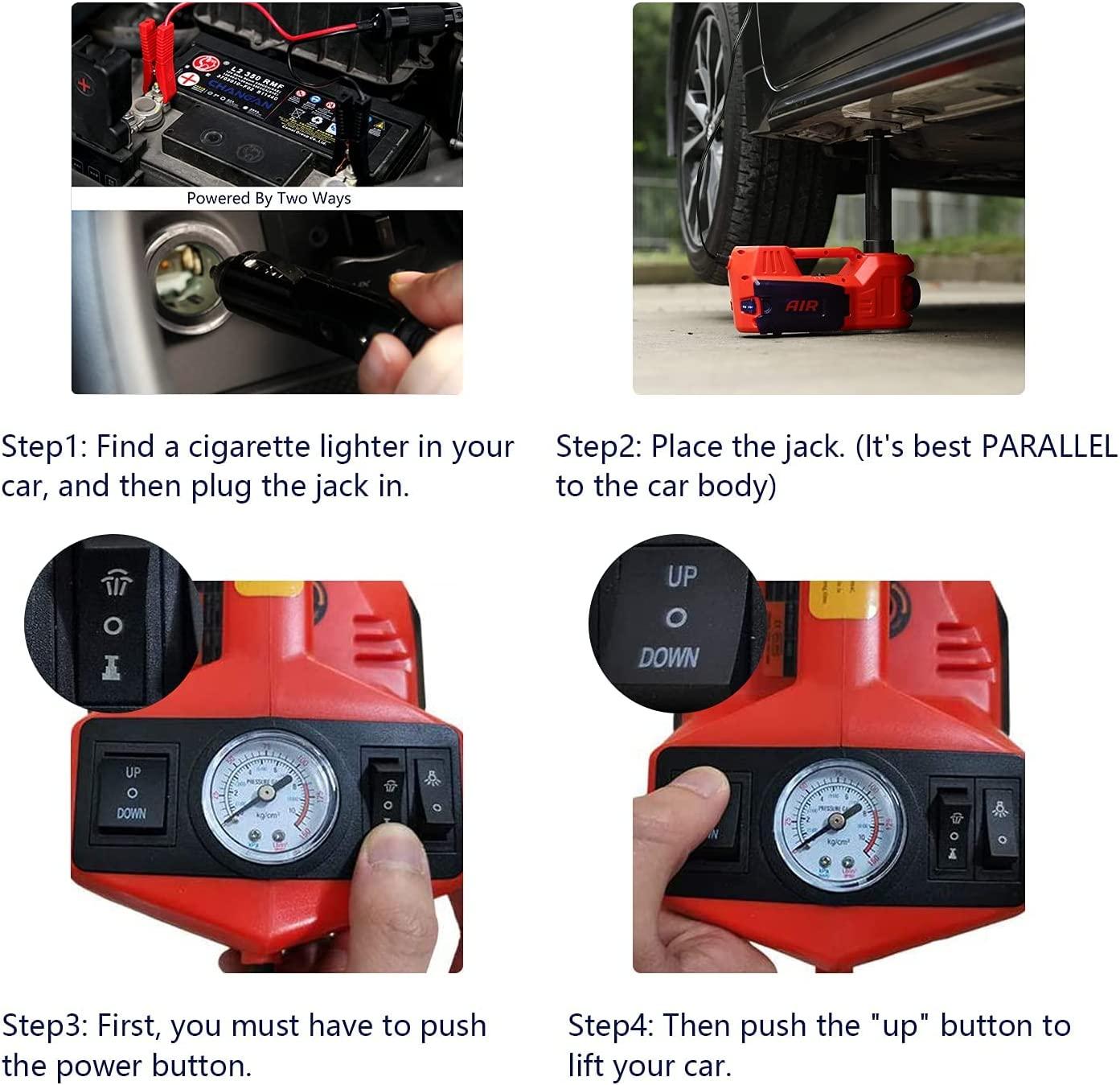 FEANISIFEI Electric Car Jack Kit 5 Ton 12V Electric Car Jack with -in Inflatable Pump Electric Jack for Car SUV Car Emergency Repair Kit