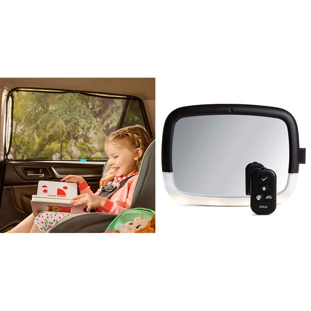 Munchkin Brica Magnetic Stretch to Fit Sun Shade and 360 Pivot Nightlight Baby in-Sight Wide-Angle Adjustable Car Mirror