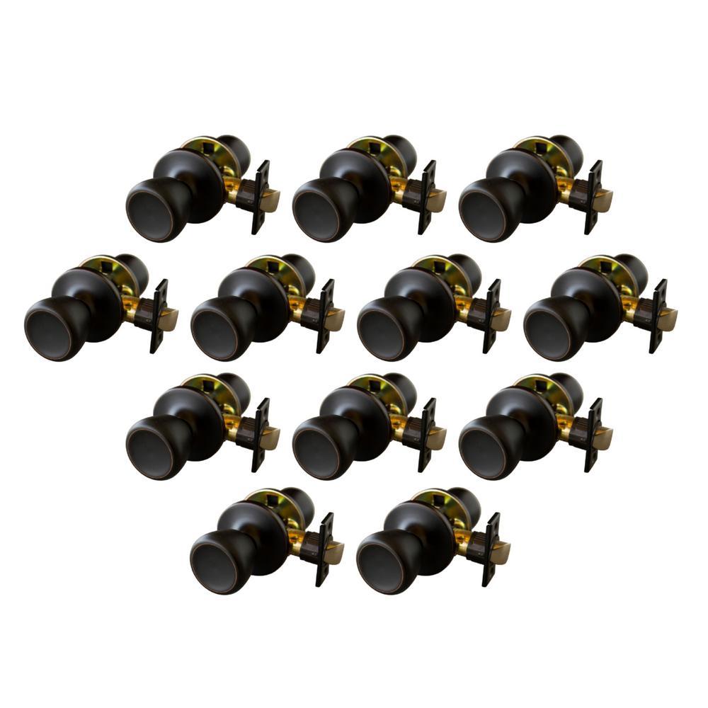 Terrace Oil Rubbed Bronze PassaHall/Closet Door Knob with Universal 6-Way Latch (12-Pack)