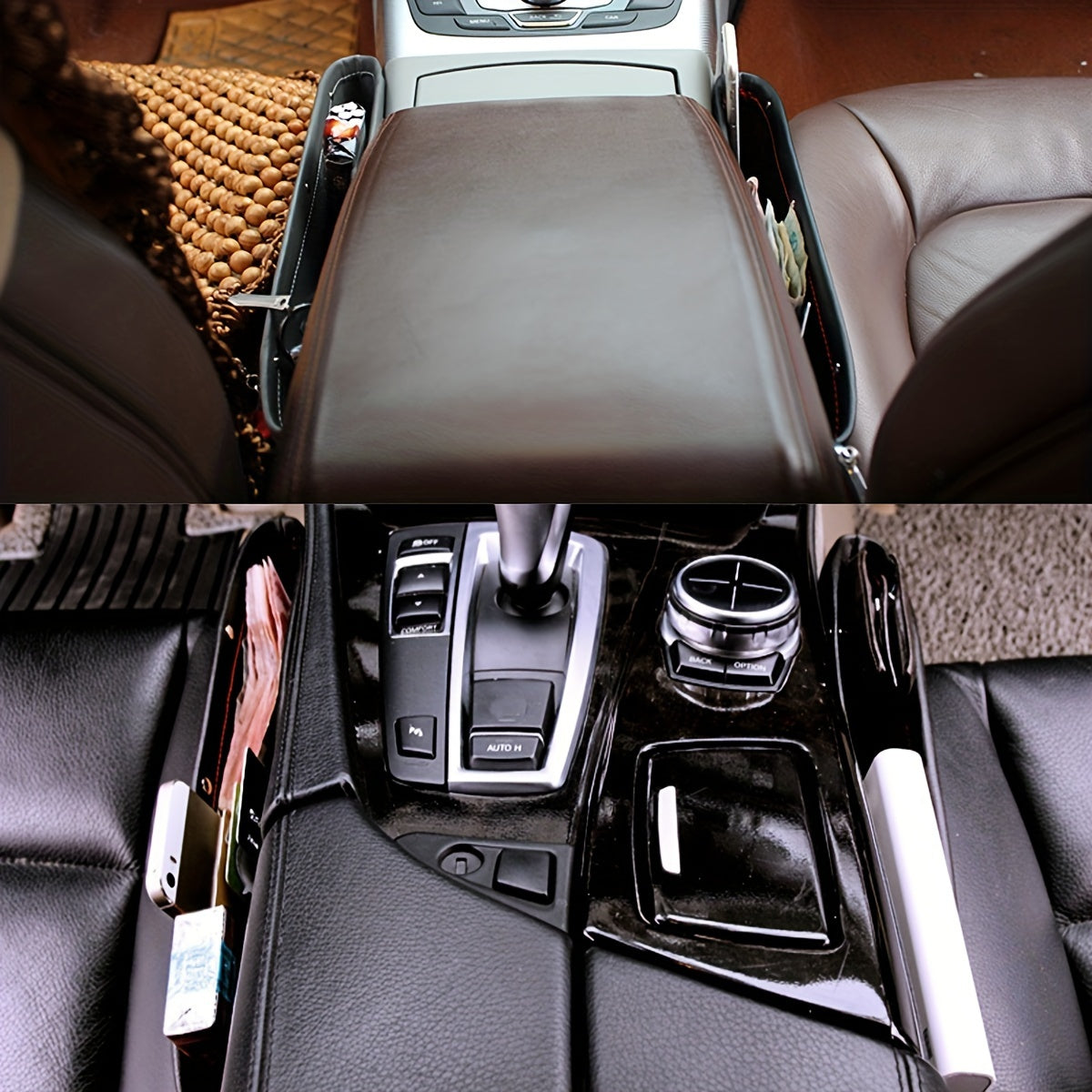 Car Seat Gaps Universal StoraBox Clip Seam Organizer Waterproof Car StoraBag PU Leather Sundries Box For Car