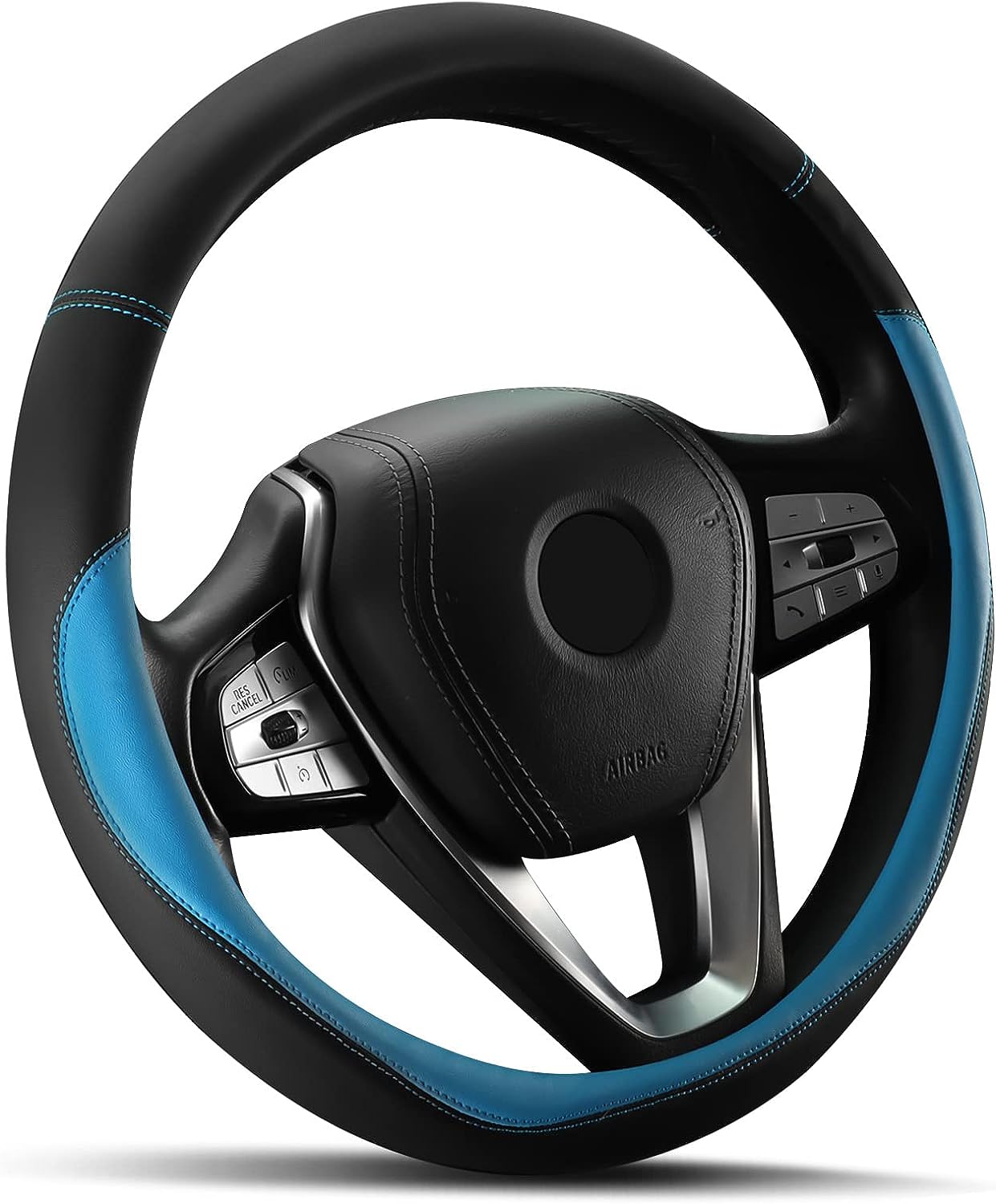 HOTOR Car Steering Wheel Cover - Universal Car Accessory for Diverse Cars, Durable Leather Steering Wheel Cover with Anti-Slip Lining, for Steering Wheel with a Diameter of 14.5"-15"