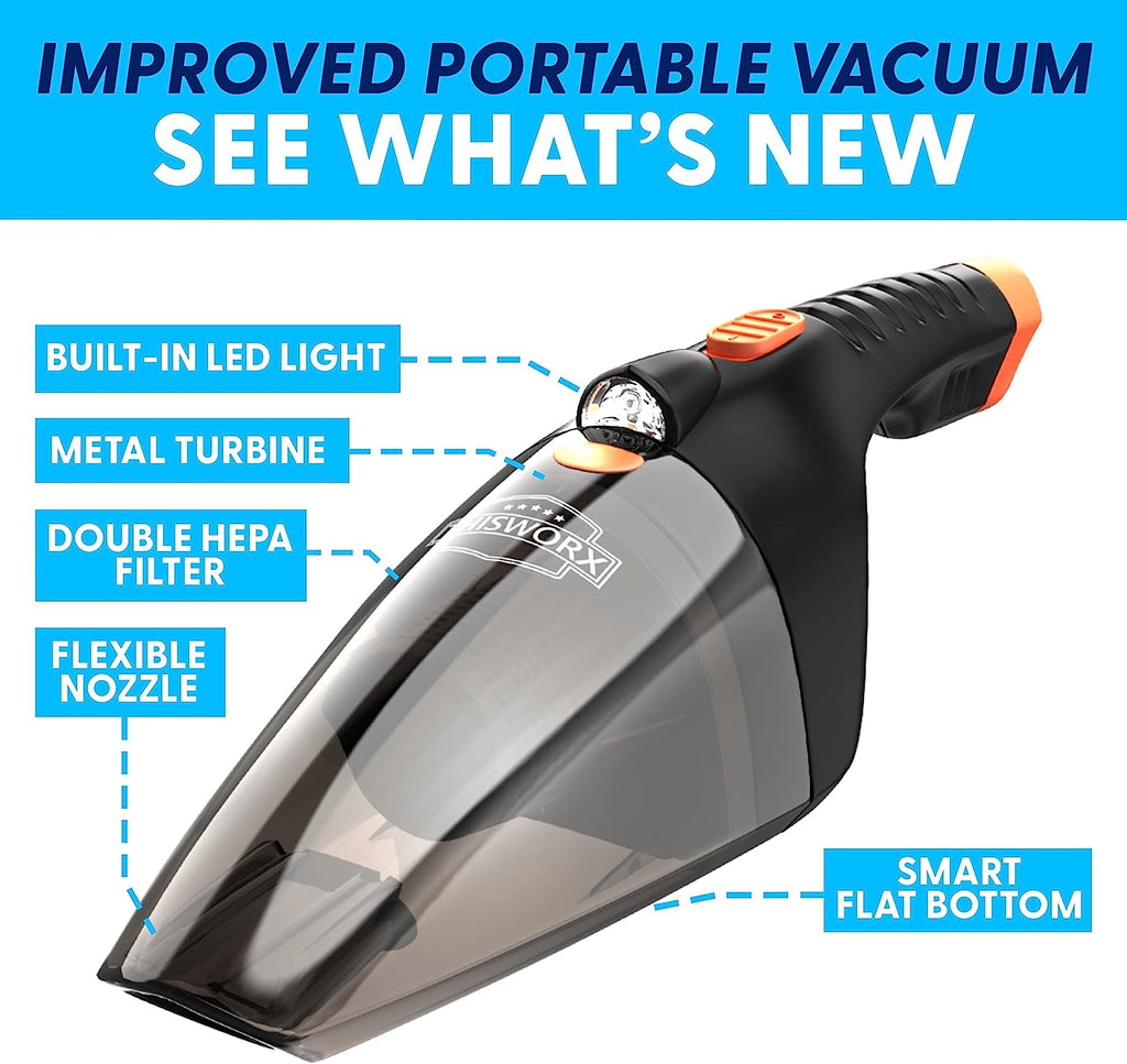 ThisWorx Car Vacuum Cleaner 2.0 - Upgraded w/ LED Light, Double HEPA Filter, 110W High Suction Power