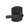 Broadway Matte Black Keyed Entry Door Lever with Greenwich Trim