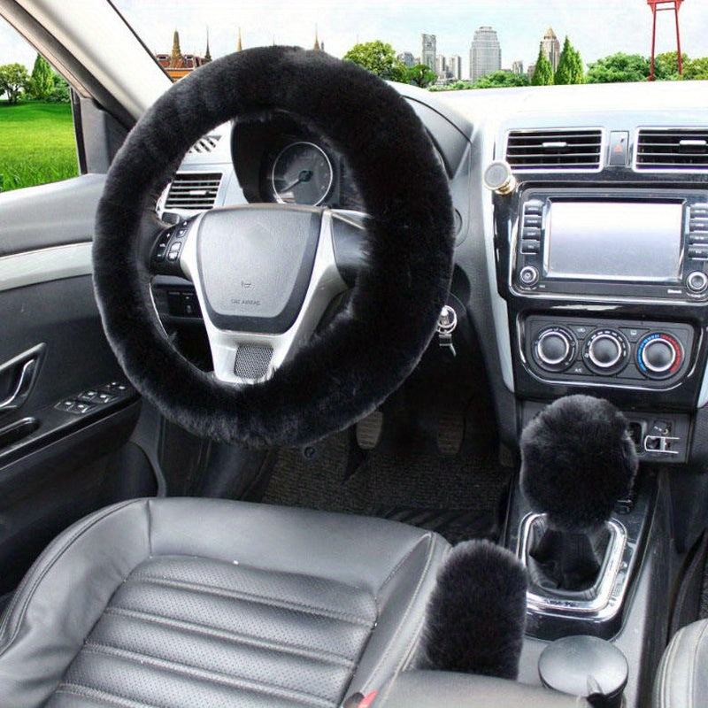 Stay Warm &amp; Stylish This Winter with Our Furry Steering Wheel Cover Set!