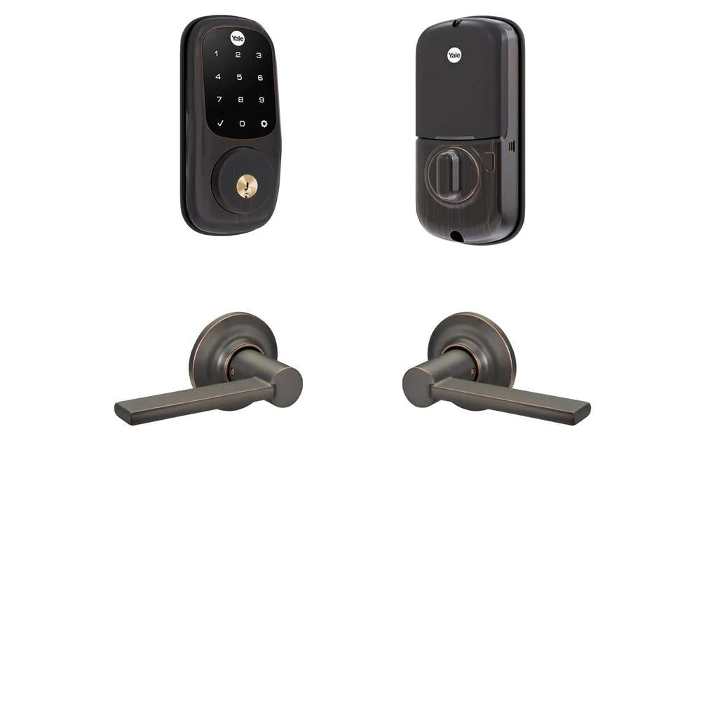 Assure Smart Lock Oil-Rubbed Bronze Touchscreen Alarmed Lock with Wi-Fi and Valdosta Lever
