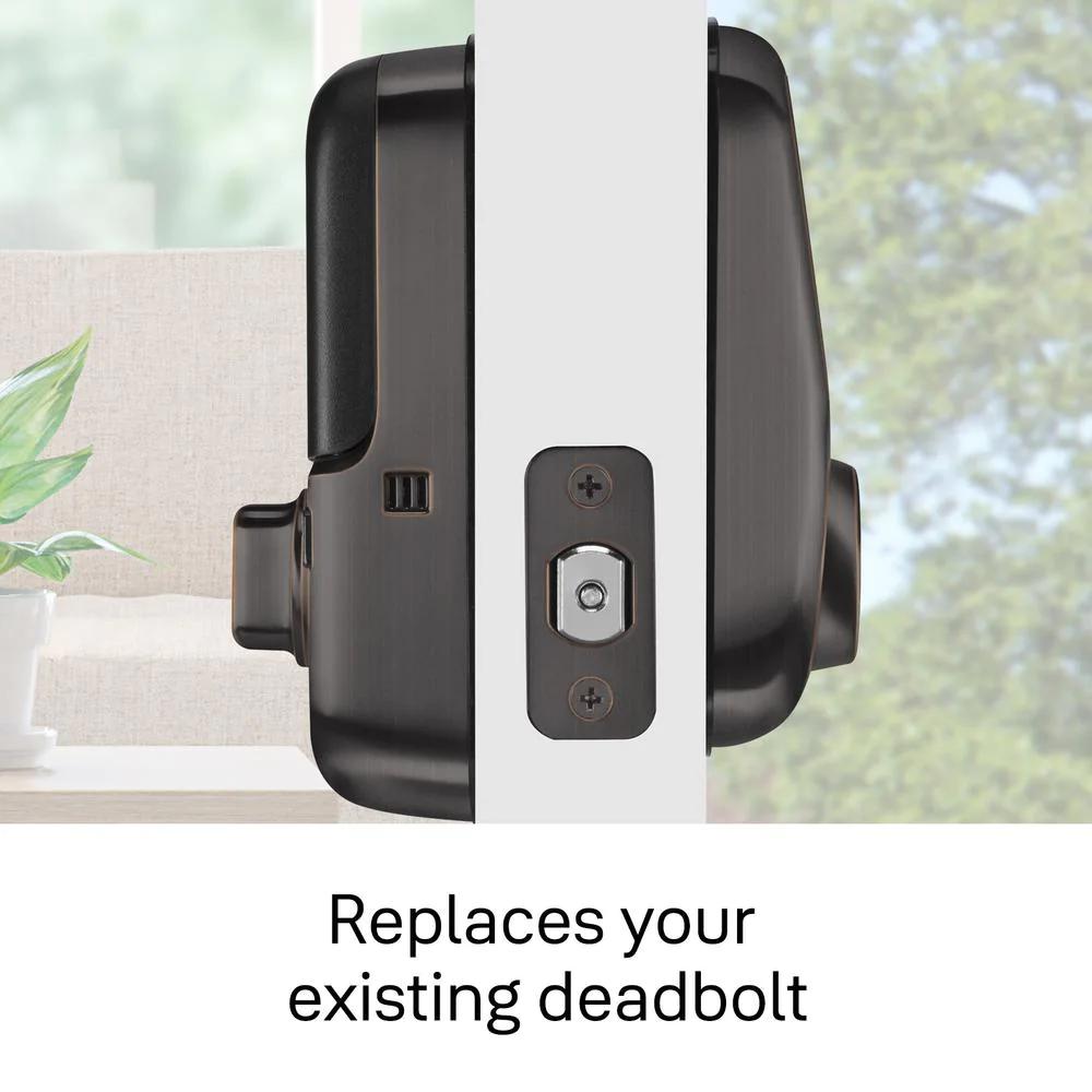 Assure Smart Lock Oil-Rubbed Bronze Touchscreen Alarmed Lock with Wi-Fi and Valdosta Lever