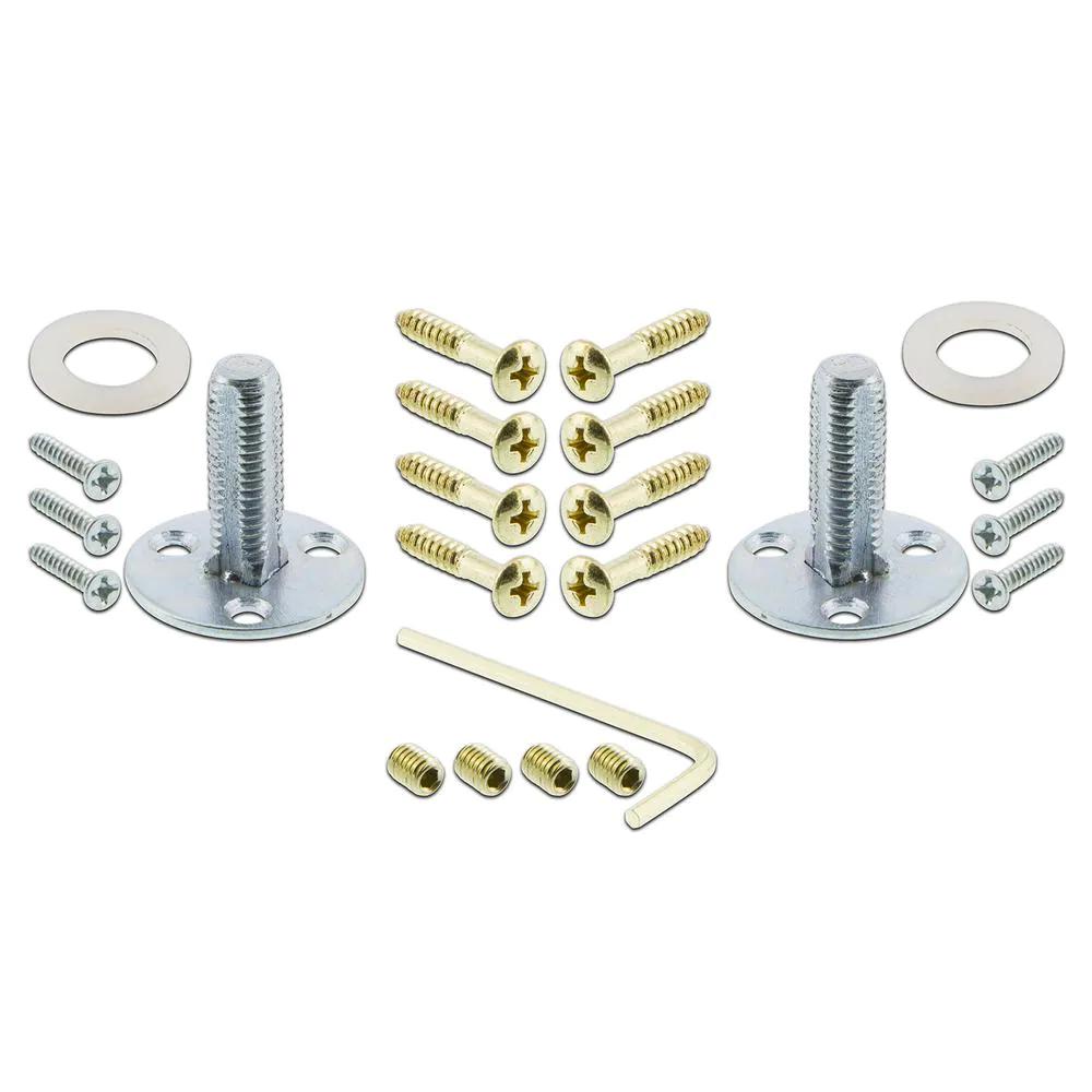 York Plate Double Dummy Round Clear Crystal Glass Door Knob in Unlacquered Brass