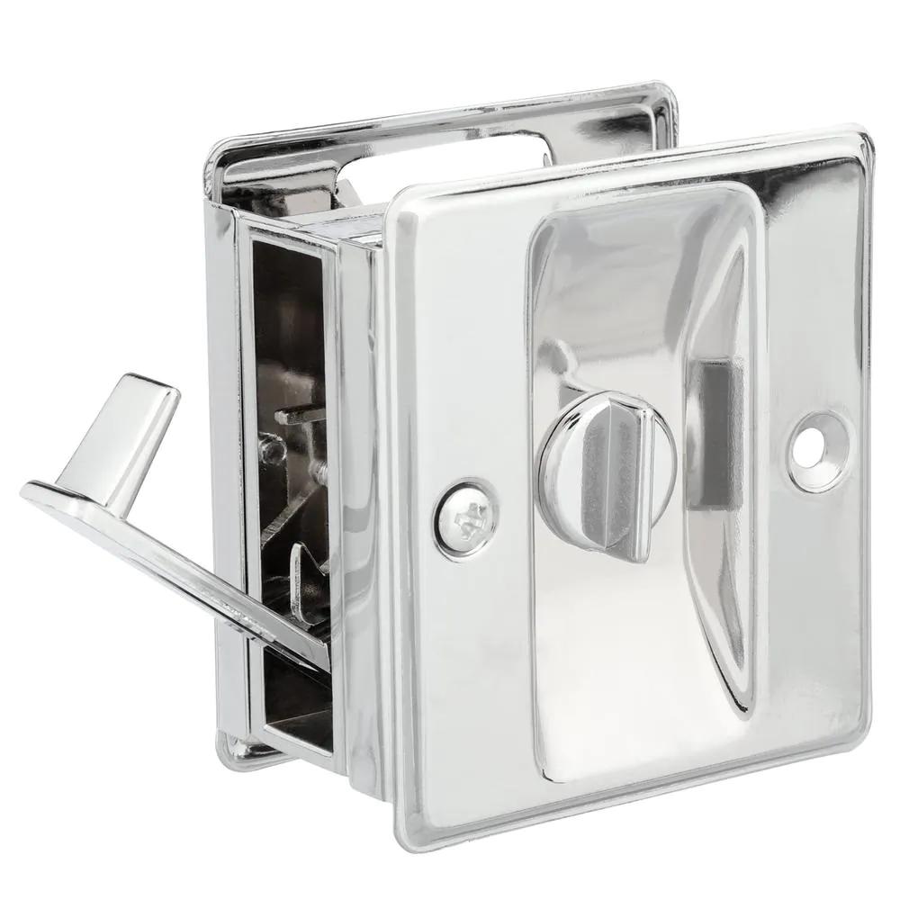 Polished Chrome, Pocket Door Privacy Lock
