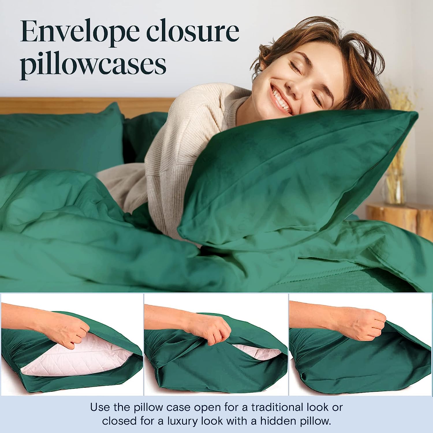 LuxClub 6 PC King Size Sheet Set Bamboo Sheets Deep Pockets 18" Eco Friendly Wrinkle Free Cooling Sheets Machine Washable Hotel Bedding Silky Soft - Emerald King