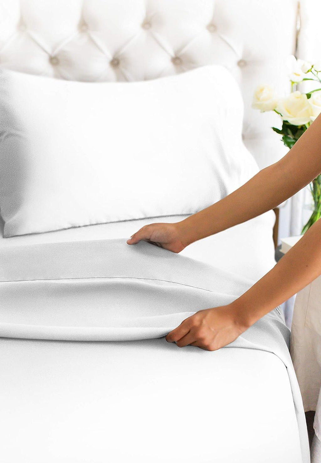 Queen Size 4 Piece Sheet Set - Comfy Breathable &amp; Cooling Sheets - Hotel Luxury Bed Sheets for Women &amp; Men - Deep Pockets, Easy-Fit, Extra Soft &amp; Wrinkle Sheets - White Oeko-Tex Bed Sheet Set