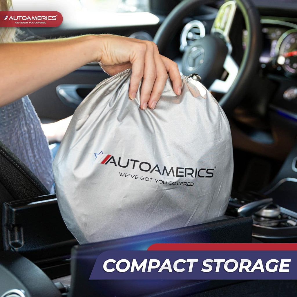 Autoamerics 1-Piece Windshield Sun Shade Grunge American Flag - 4 USA  - Foldable Car Front Window Sunshade for Most Sedans SUV Truck - Blocks Max UV Rays and Keeps Your Vehicle Cool - X-Large