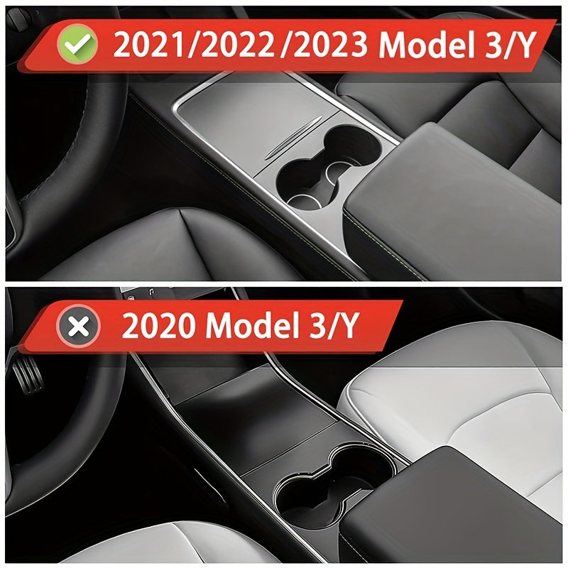 3PCS Center Console Organizer Tray Fit For Tesla Model 3/Y 2023 2023 2023 Armrest Hidden Cubby Drawer StoraBox Interior Accessories (Flocked)