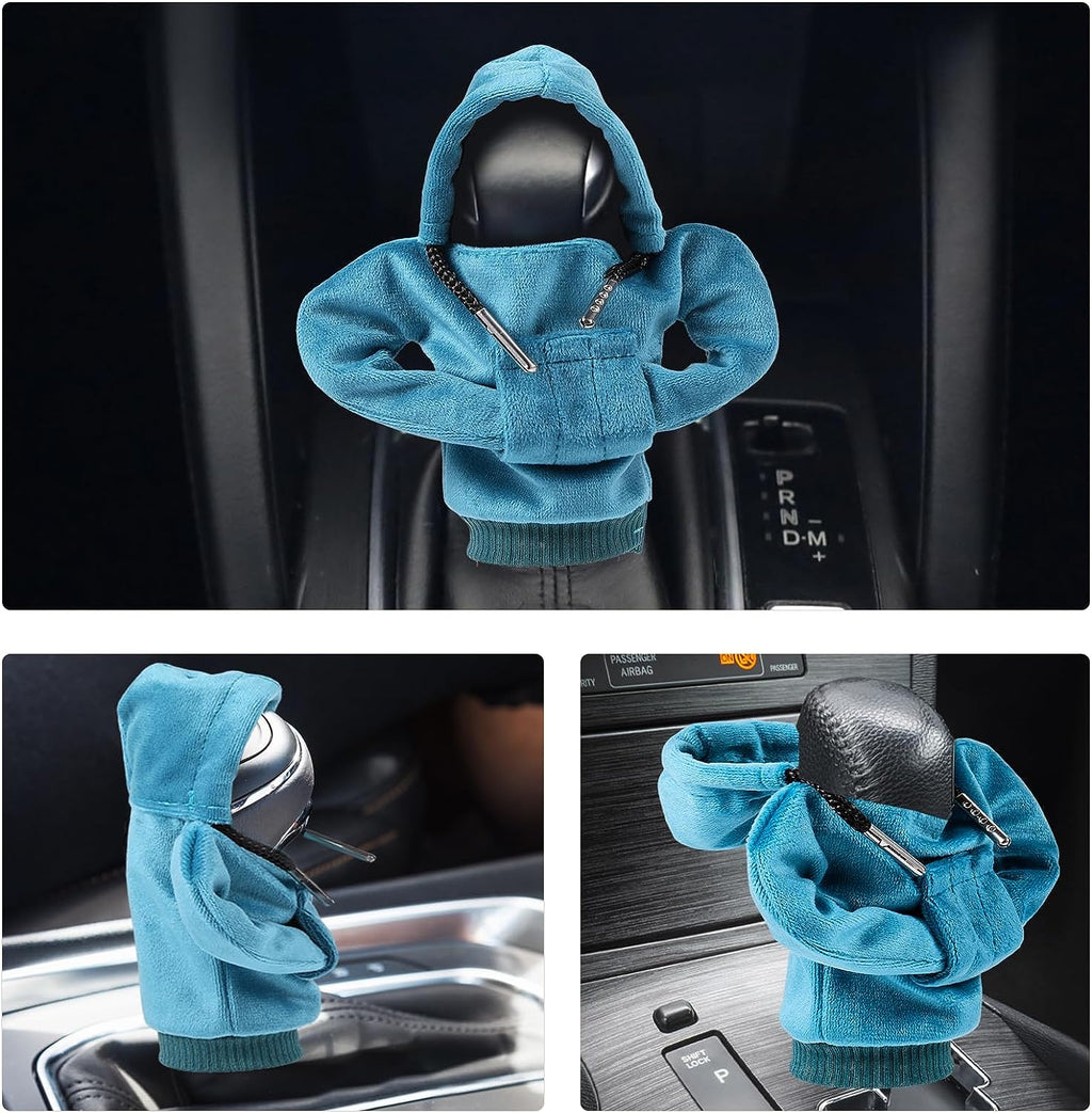 ZHSMS Gear Shift Cover, Universal Shift Knob Cover, Funny Sweater Hoodie for Gearshift, 4.7 Inch Car Shifter Stick Protector Decoration(Khaki/Red/Blue)