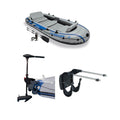 5 Person Inflatable Fishing Boat, Trolling Motor, &amp; Boat Motor Mount Kit