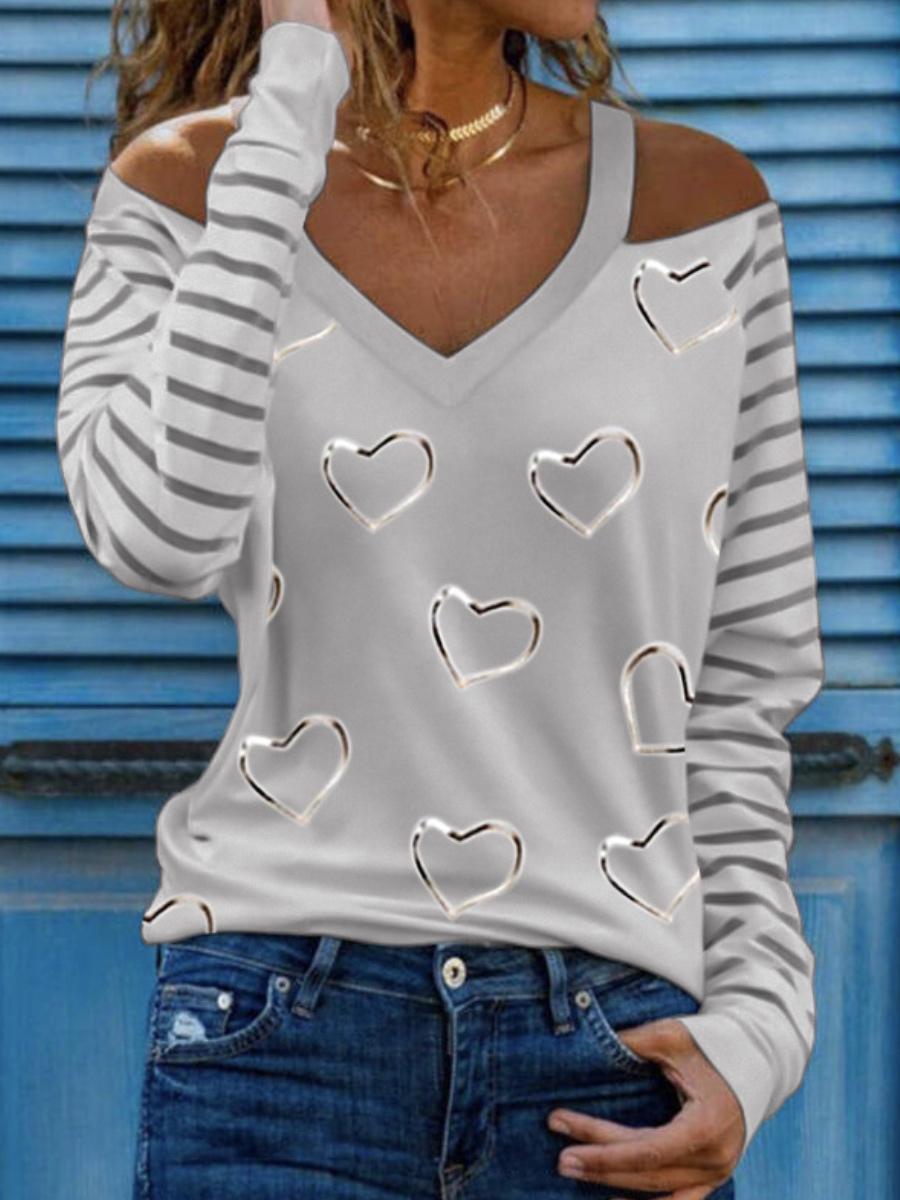 Casual Long Sleeve Love Print T-shirt