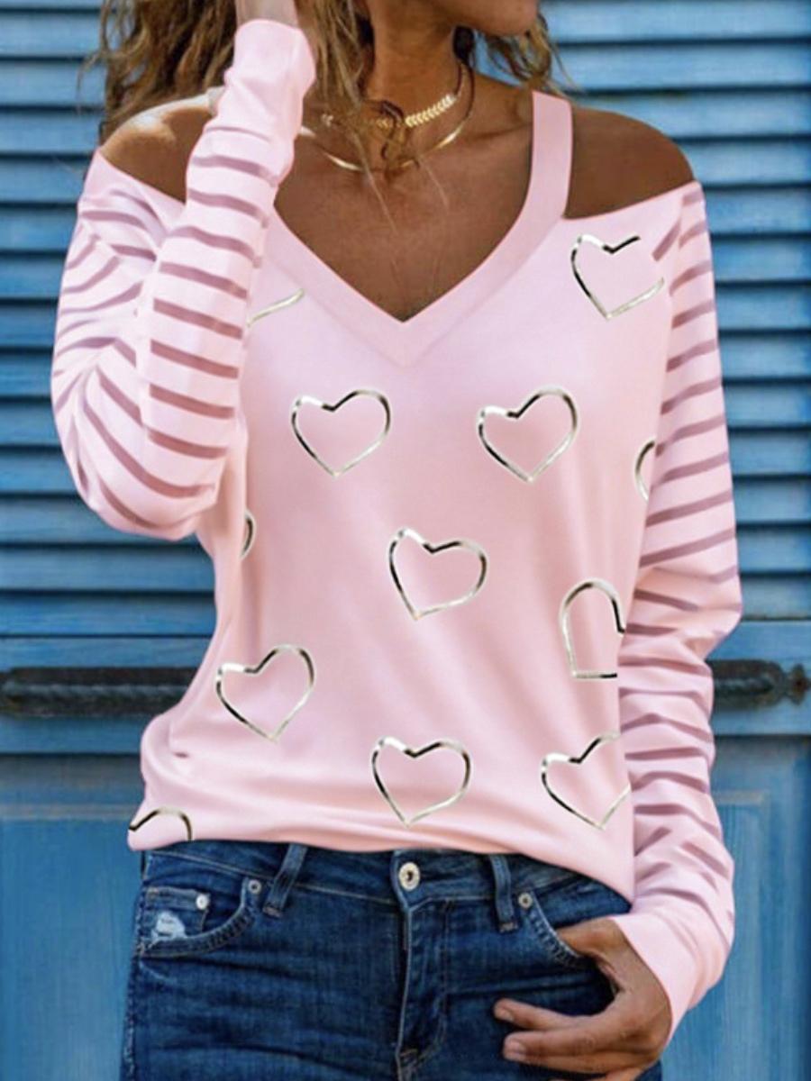 Casual Long Sleeve Love Print T-shirt
