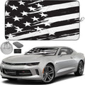Autoamerics 1-Piece Windshield Sun Shade B&amp;W Art American Flag USA  - Foldable Car Front Window Sunshade for Most Sedans SUV Truck - Blocks Max UV Rays and Keeps Your Vehicle Cool - Small