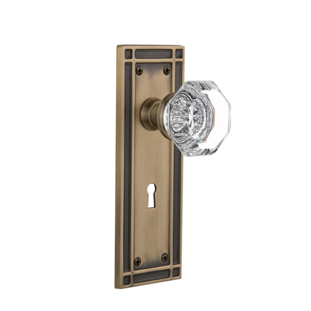Mission Plate with Keyhole 2-3/4 in. Backset Antique Brass Privacy Bed/Bath Waldorf Door Knob