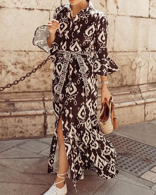 printed bohemian swing dress